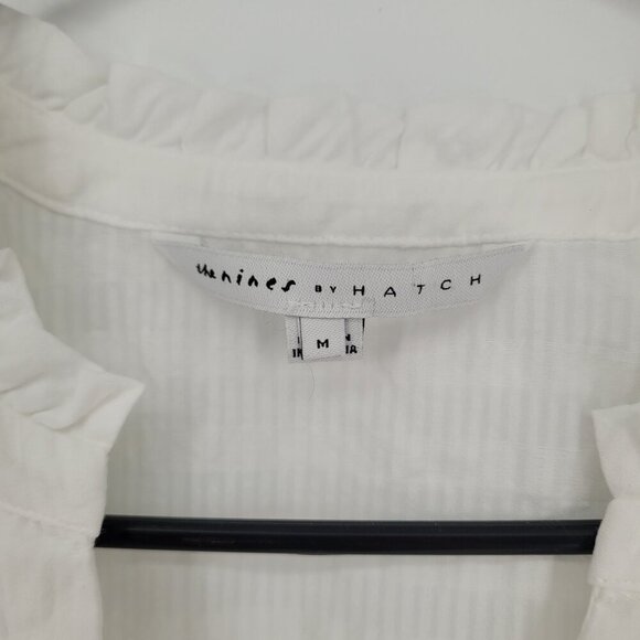 The Nines by Hatch womens Medium white maternity Nursing button up smocked - Picture 4 of 12